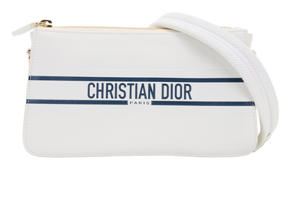 Vibe Pouch, &pound;950, Handbags, Blue/White, Leather, Front view